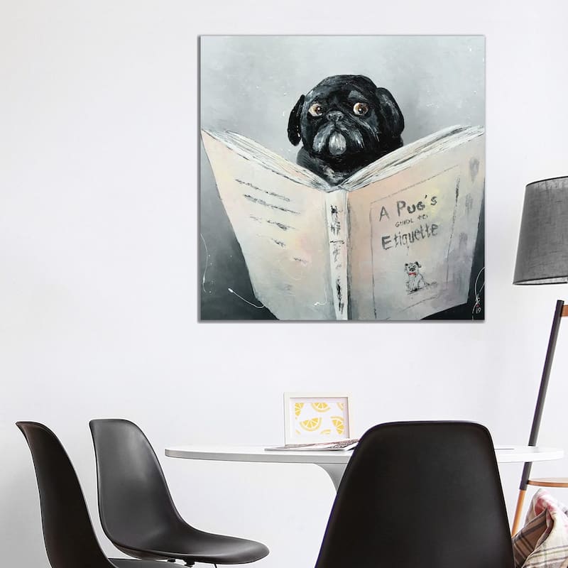 iCanvas "A Pug's Guide To Etiquette" by KuptsovaArt Canvas Print - 37x37x1.5