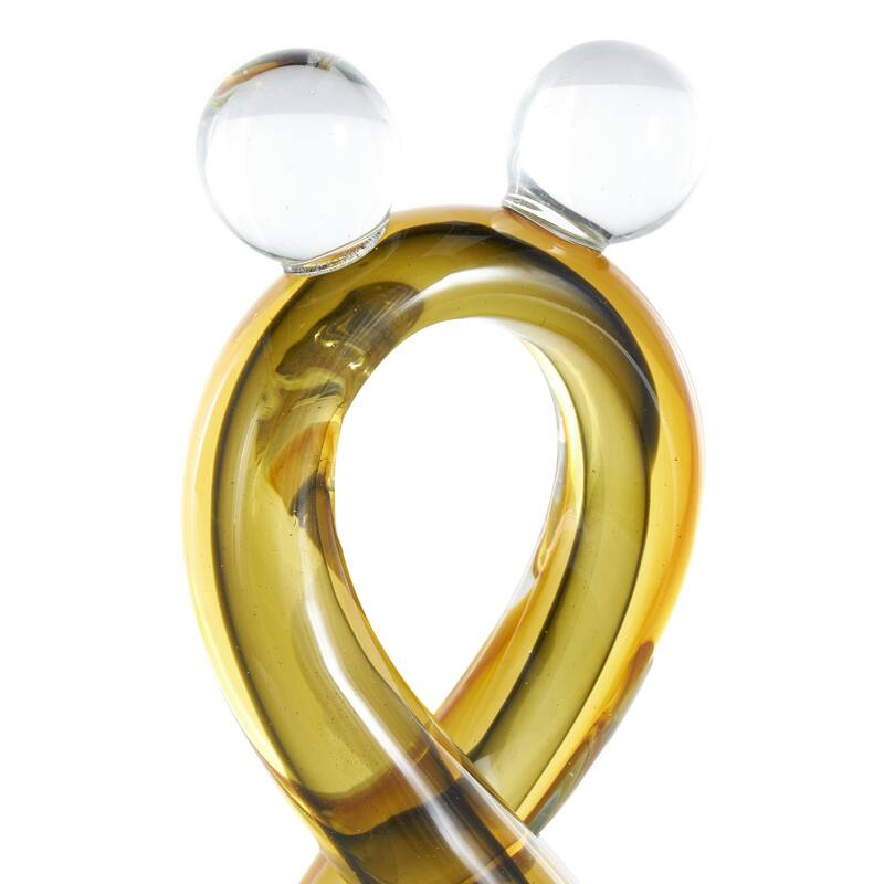 Glass Abstract Infinity Decorative Sculpture with 2 Small Orbs - Orange - Roche River Decor