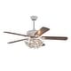 preview thumbnail 1 of 21, Warehouse of Tiffany Praer Washed White 5-blade Lighted Ceiling Fan with Crystal Daisy Bouquet Shade Washed-White