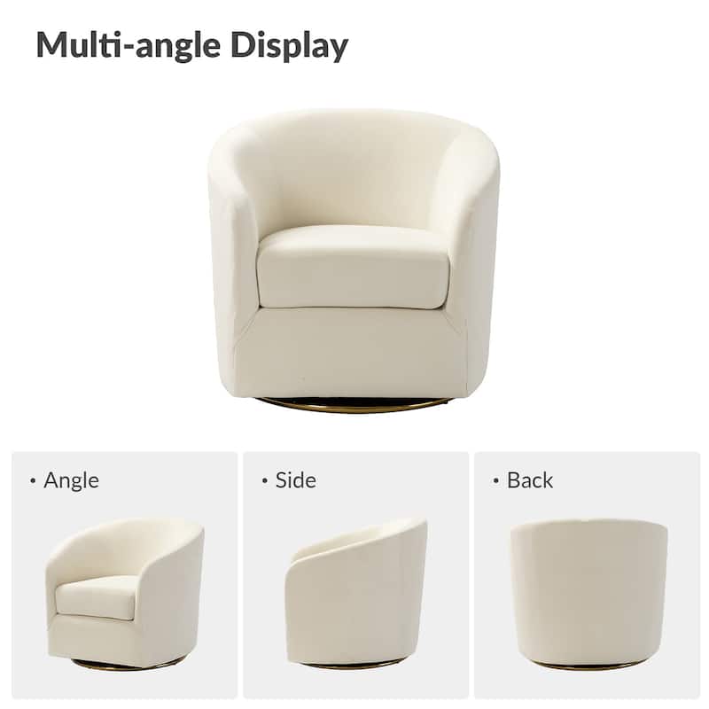 Eleuterio Modern Velvet Curved Swivel Accent Barrel Chair with Metal Base by HULALA HOME