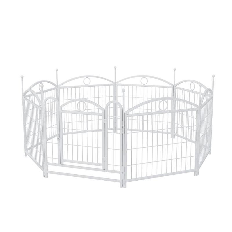 Dog Playpen 24 inch 8 Panels Metal Dog Pen Pet Dog Fence with Doors, Heavy Duty Dog Fence Puppy Pen Foldable Pet Exercise Pen