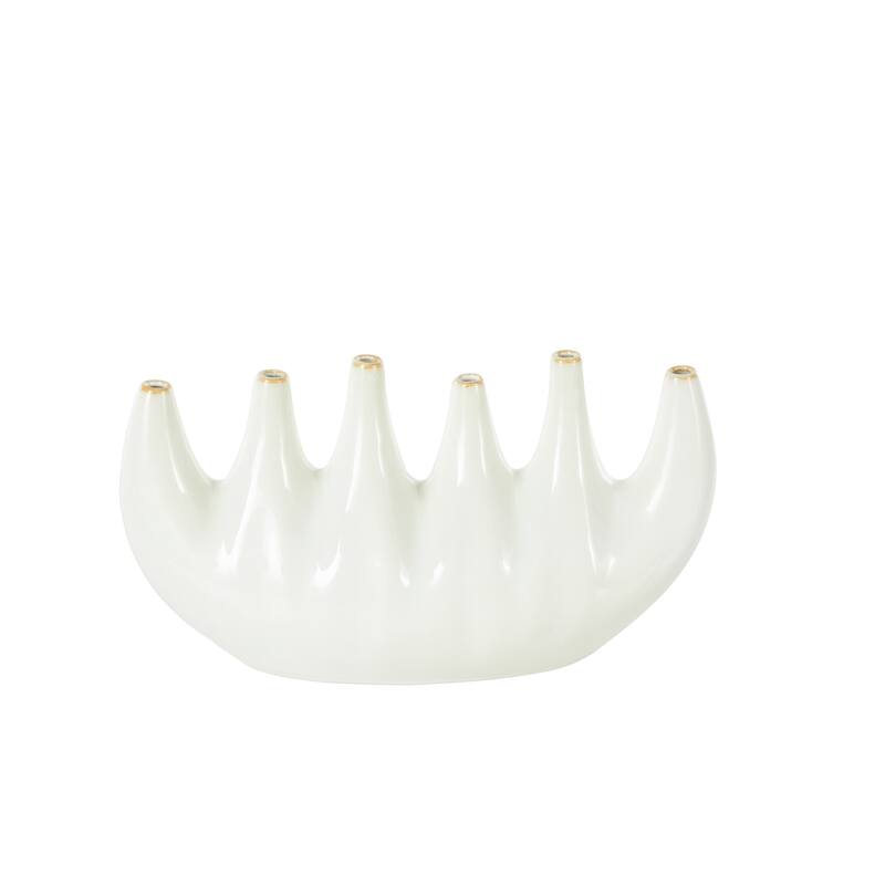 White Ceramic Decorative Vase with Multiple Openings