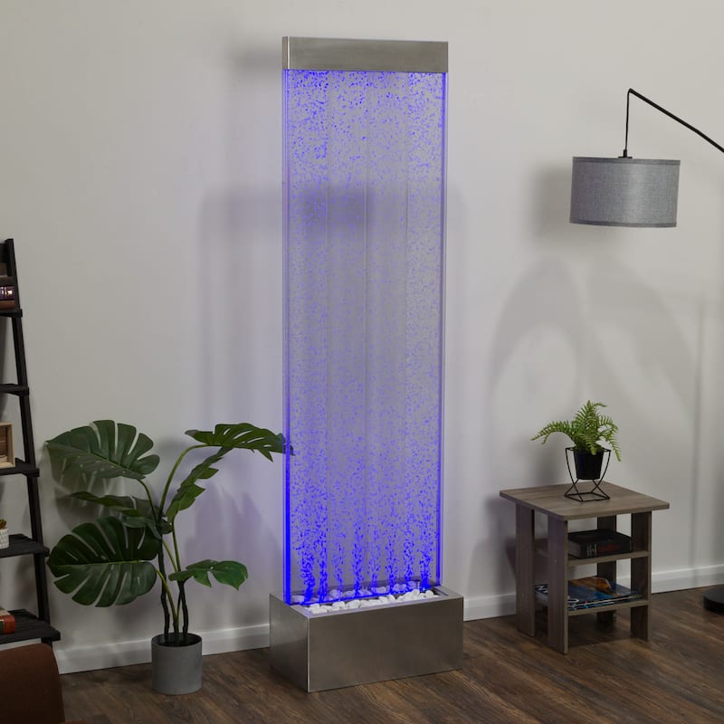 Alpine Corporation 72" Bubble Wall Fountain with Color Changing LED Lights and Remote