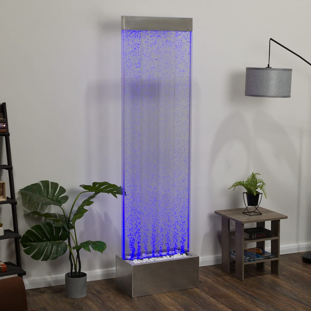 Alpine Corporation 72" Bubble Wall Fountain with Color Changing LED Lights and Remote