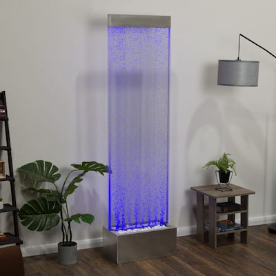 Alpine Corporation 72"H Indoor Bubble Wall Fountain with Color-Changing LED Lights and Remote