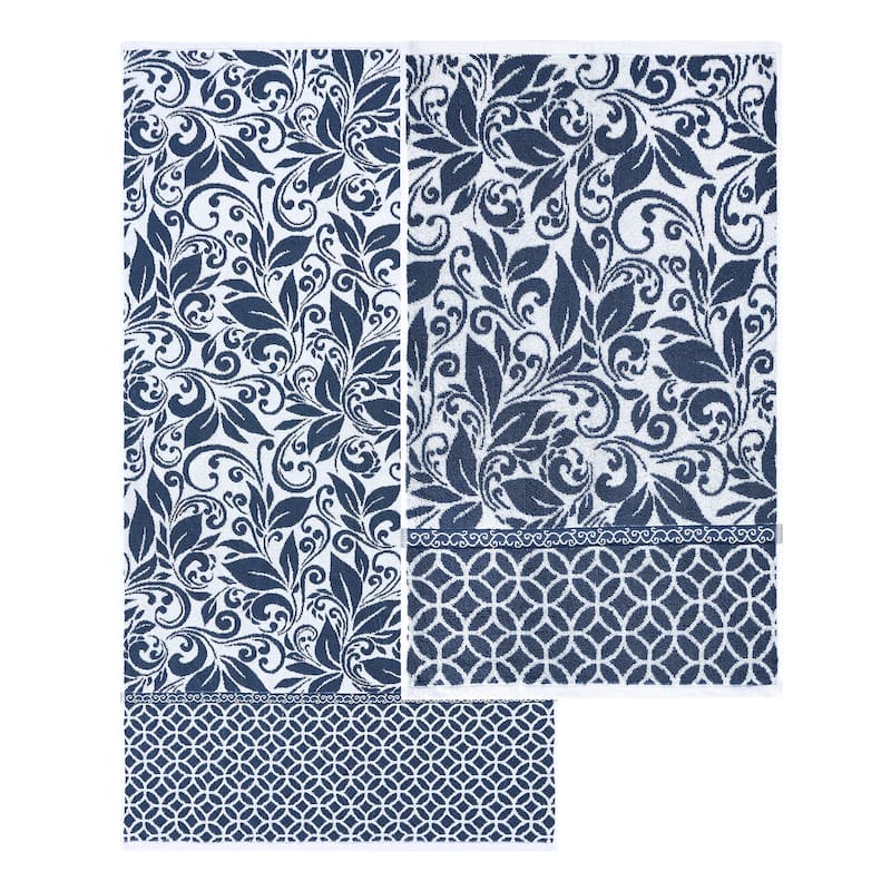 Modern Threads Trefoil Filigree 6 Piece Yarn Dyed Jacquard Towel Set