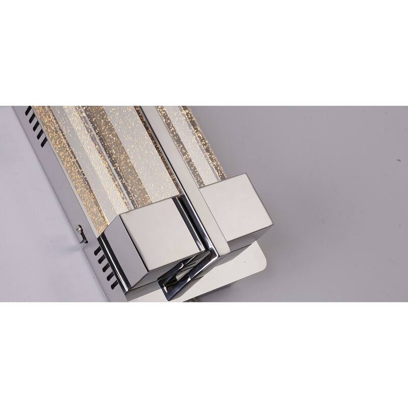 LED Wall Sconce in Chrome Finish with Clear Bubble Glass Shade, Integrated Bulb for Hallway or Living Room - 12