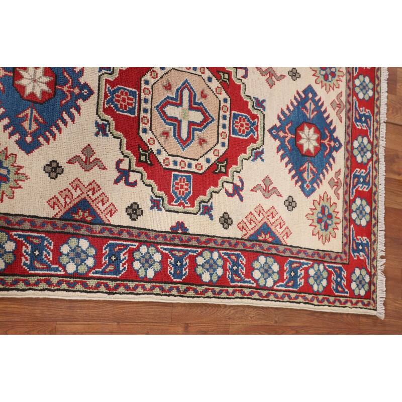 Ivory Kazak Accent Rug Hand-Knotted Wool Carpet - 2'9" x 4'0"
