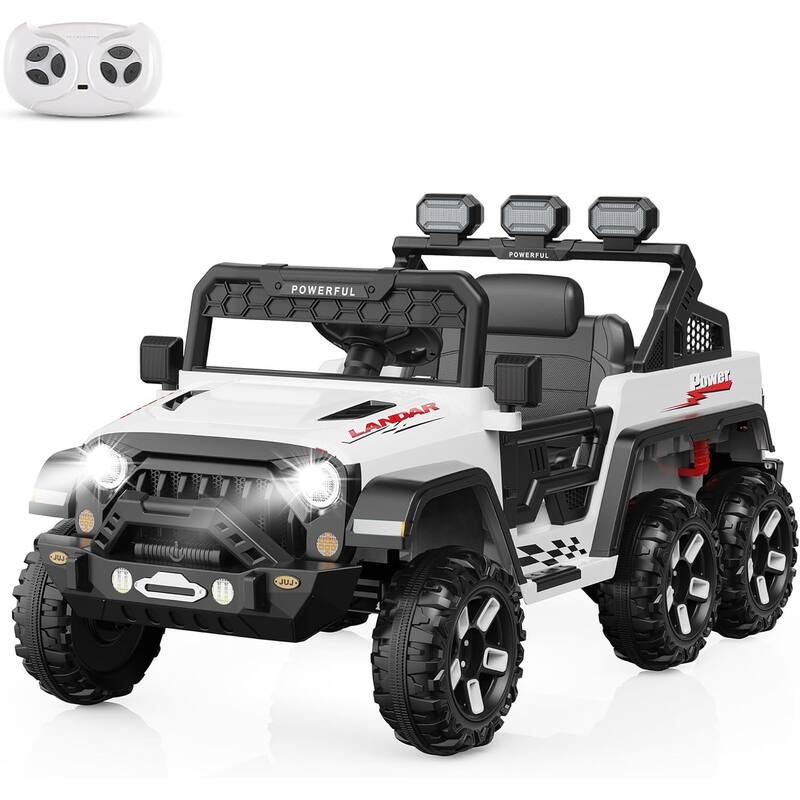 Ride on Car with 6 EVA Wheels&4WD, 24V Battery Powered Electric Car for Ages 3-6 Kids - White