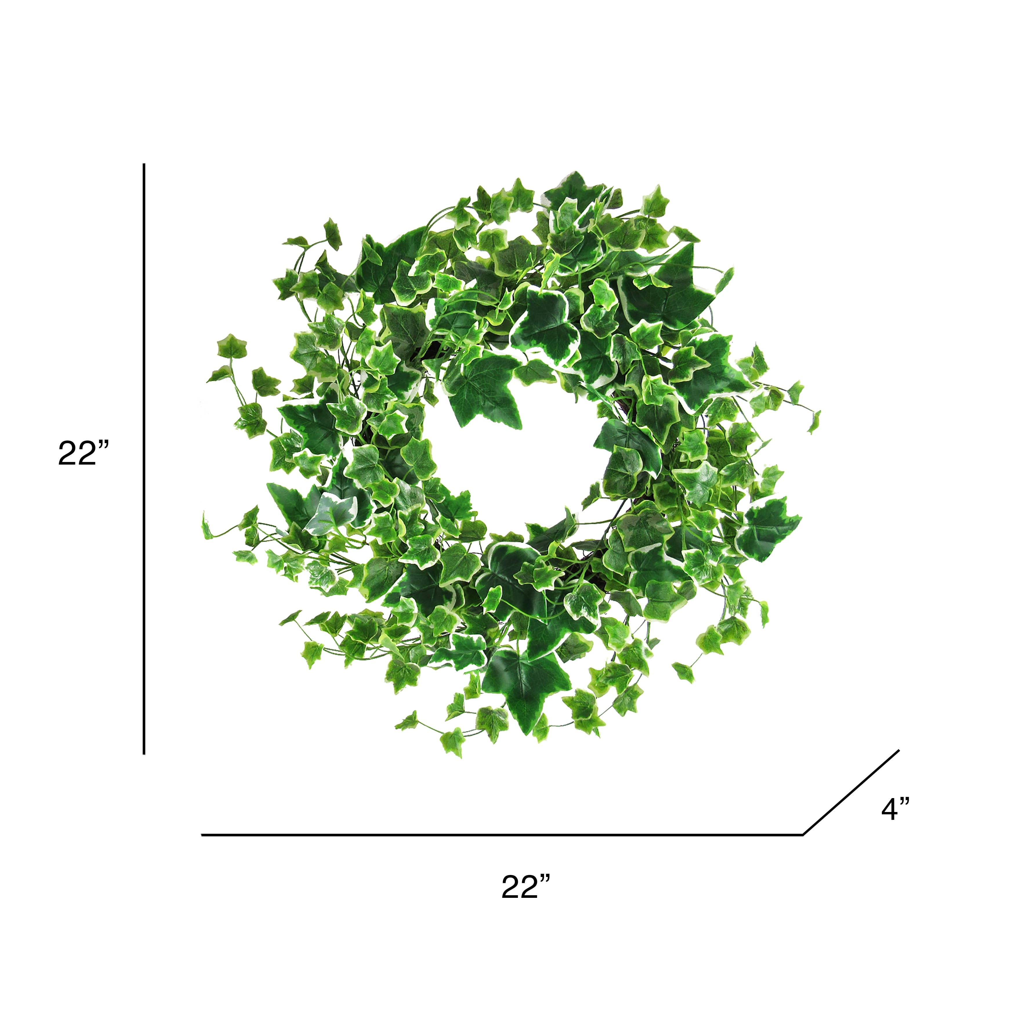 Variegated Artificial Ivy Leaf Foliage Greenery Wreath with Twig Ring ...