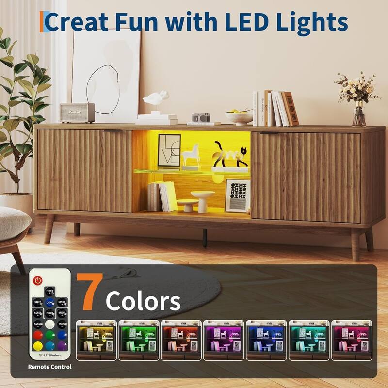 63" TV Stand Entertainment Center with Storage and Adjustable Shelf