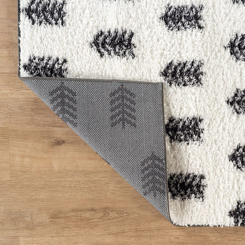 Scandinavian Arrow Shag Rug - Modern Look - Anthracite Dark Gray - Easy Maintenance