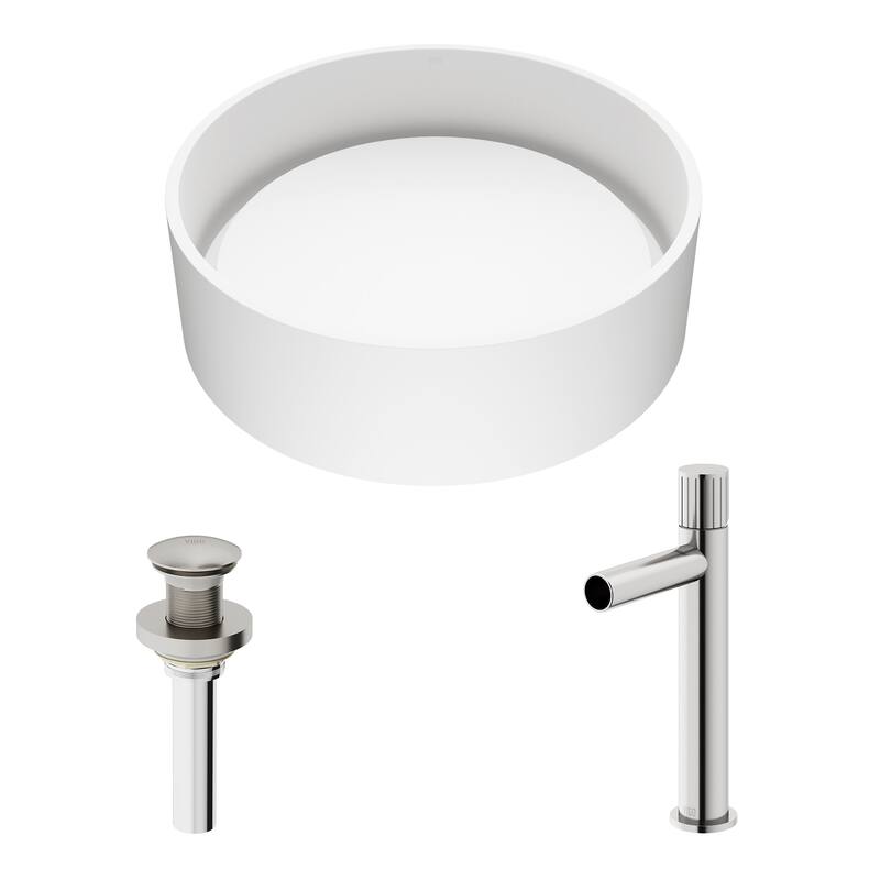 Vigo VGT2063 Anvil 16" Circular Stone Composite Vessel Bathroom Sink