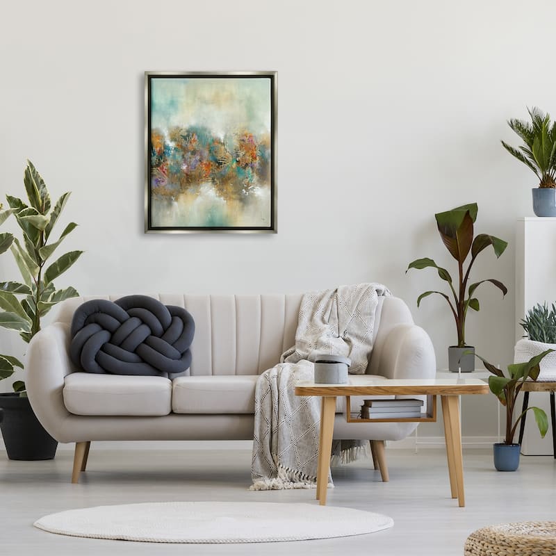 Stupell Vivid Abstract Botanical Painting Bold Glam Detail Floater Frame, Design by K. Nari