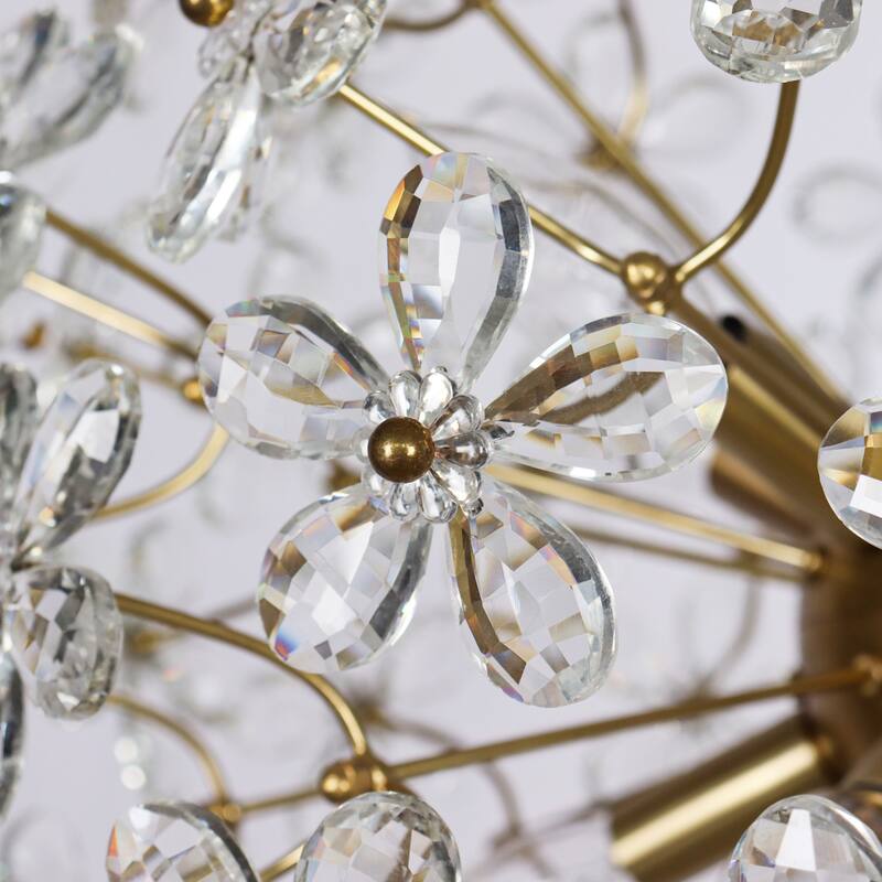 Modern 8-Light Art Gold Crystal Floral Globe Chandelier Ambiance Handmade Pendant for Kitchen Island Bedroom Foyer
