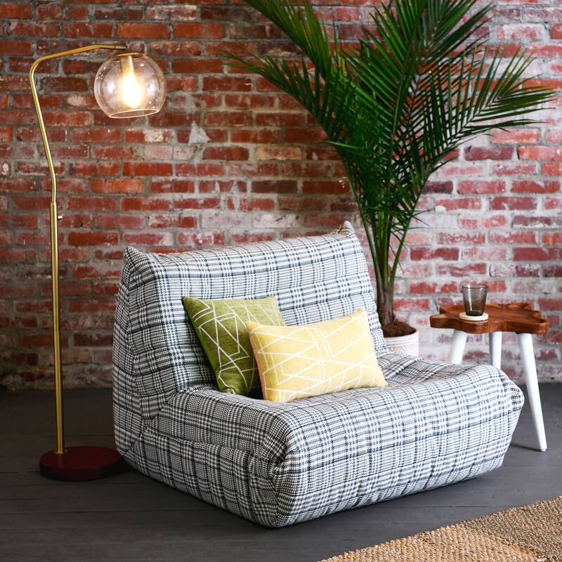 Premium Up-Cycled Memory Foam Chair, Ergonomic Design with Quilted Removable Cover, 70's Bean Bag Chair Alternative
