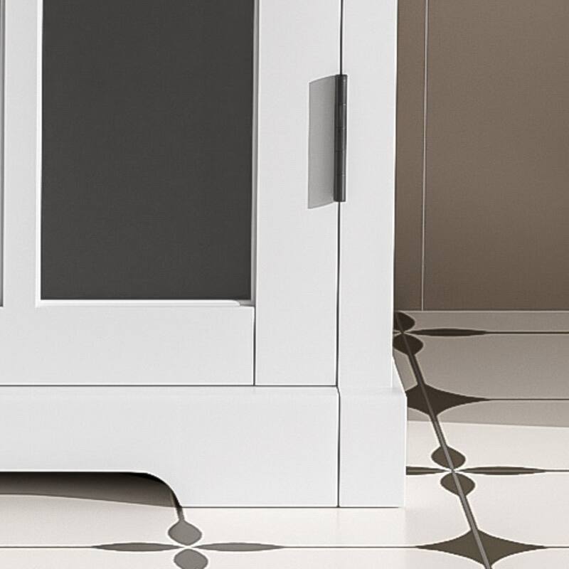 Roomfitters 30" Modern Bathroom Vanity with Ceramic Sink, Cabinet with Tempered Blurred Glass