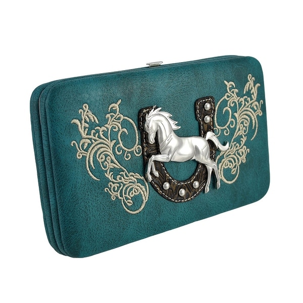 Western Hard Wallet with Horseshoe and Wild Stallion