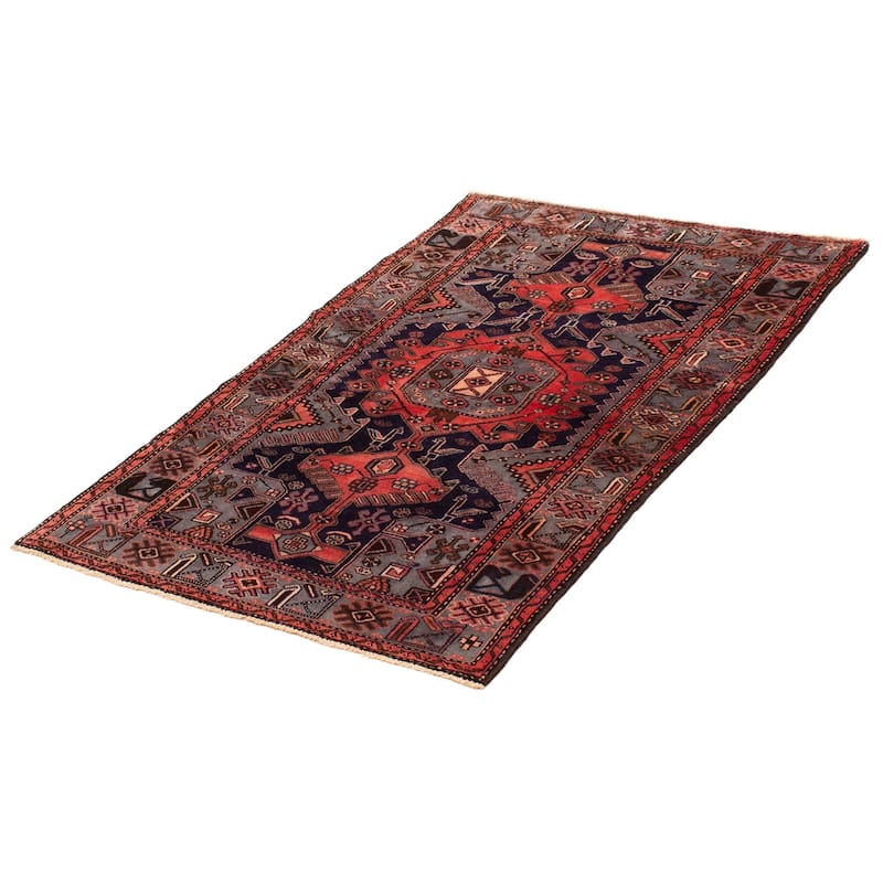 ECARPETGALLERY Hand-knotted Anatolian Vintage Dark Navy, Red Wool Rug - 4'3 x 6'7