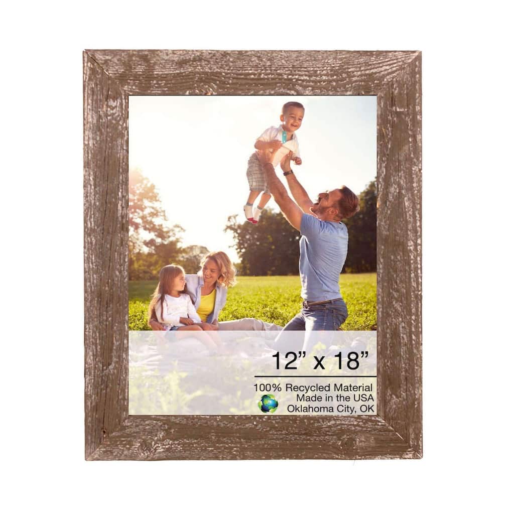 12" x 18" Rustic Farmhouse Brown Wood Frame