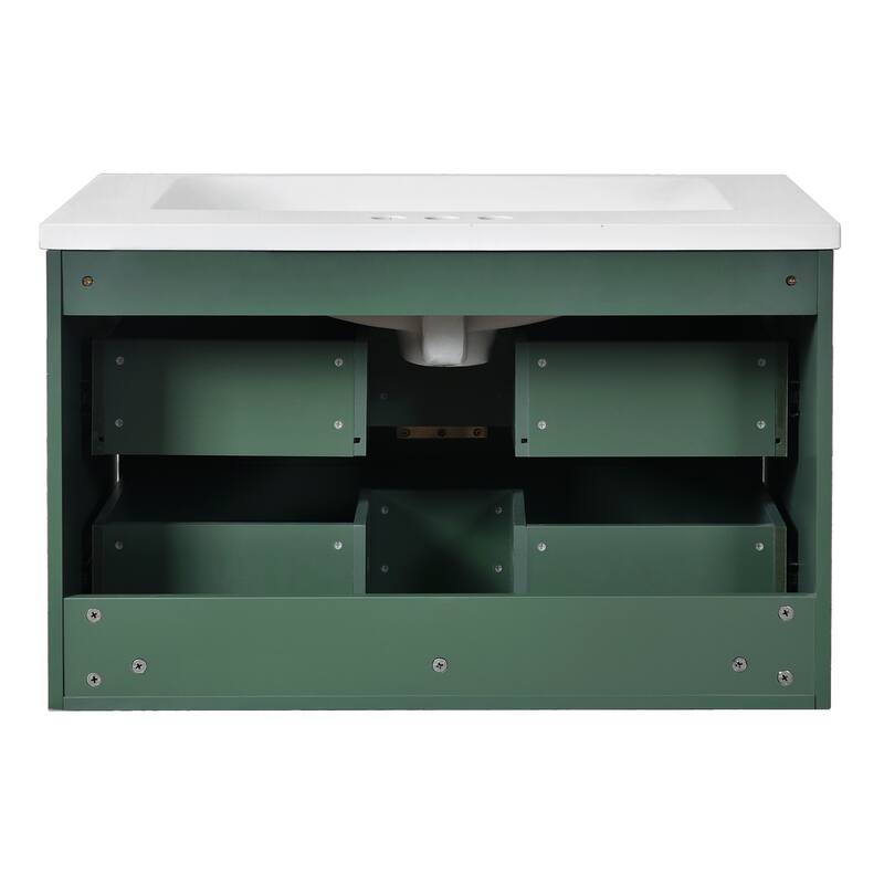 Roomfitters 30" Floating Bathroom Vanity with Resin Sink, Wall Mounted Storage Cabinet with 2 Drawers, Green