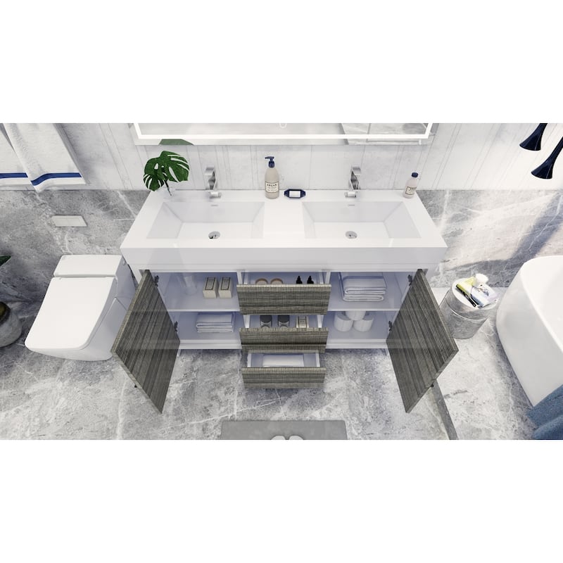 Dove 60'' Freestanding Vanity with Double Reinforced Acrylic Sink