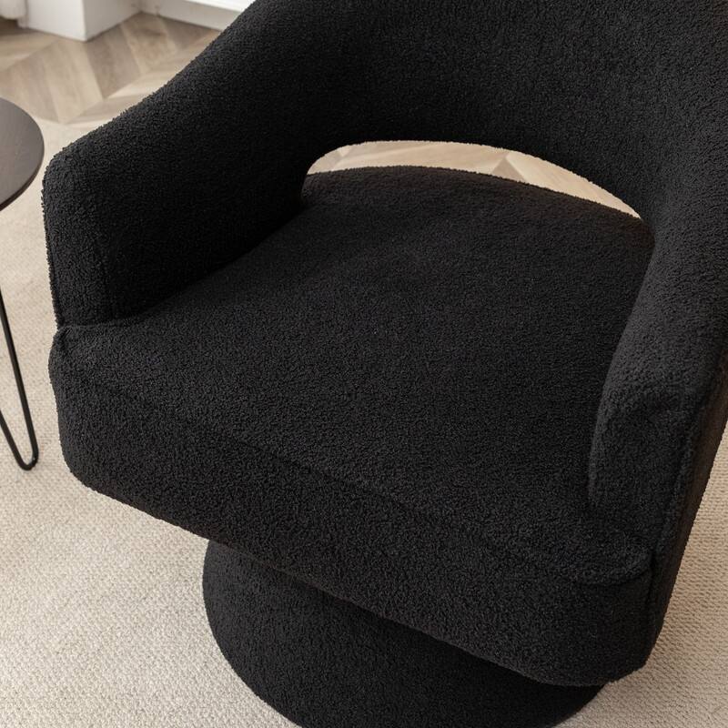 SEYNAR Modern Glam Open Back Velvet Upholstered Round Swivel Accent Arm Barrel Chair for Living Room Set of 2