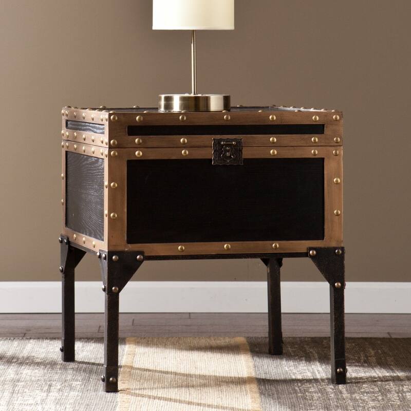 23" Black Manufactured Wood And Iron Square End Table - 20.75x20.75x22.75