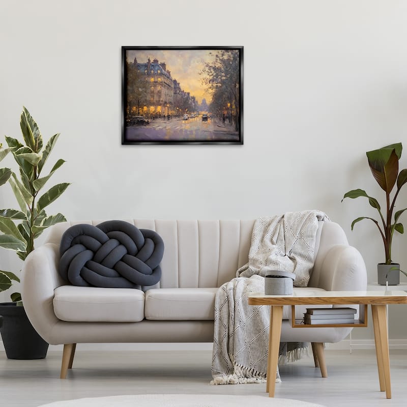 Stupell Vintage City Street View Framed Floater Canvas Wall Art Design By Petal Prints Design