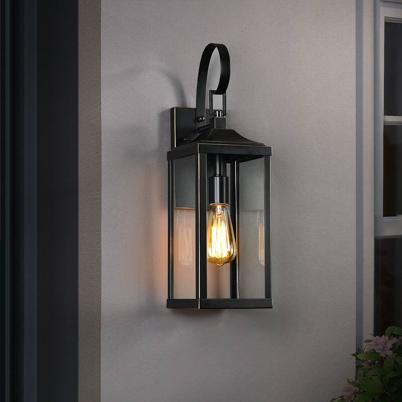 19.3"H 1-Light Medium Outdoor Bronze Exterior Wall Lantern Sconce Light - W6" x E7.2" x H19.3" - 19.3''H