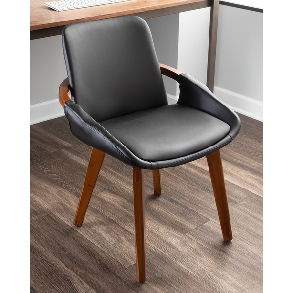 Cosmo Mid-Century Modern Chair in Walnut and Faux Leather. Opens flyout.
