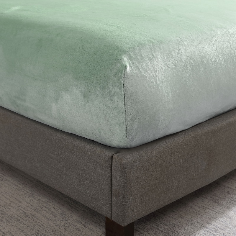 Swift Home Cozy Soft Microplush Flannel Fitted Sheet - Sage - Queen