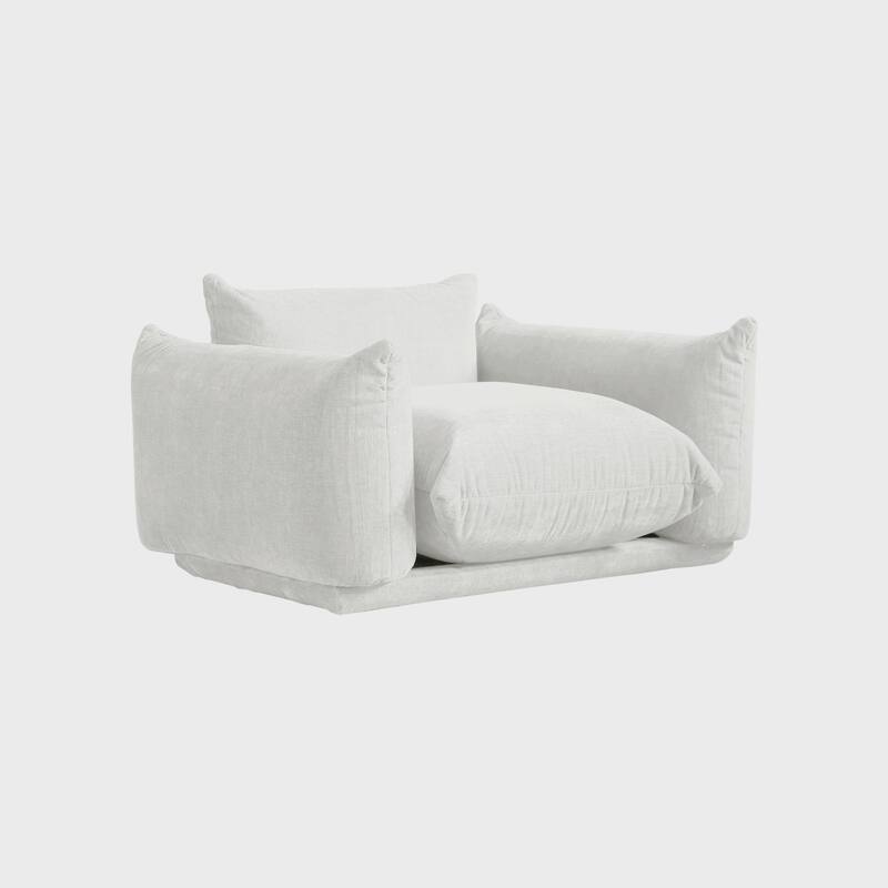 Single Sofa Accent Chair Armchair Chenille Fabric Sofa with Ottoman Set