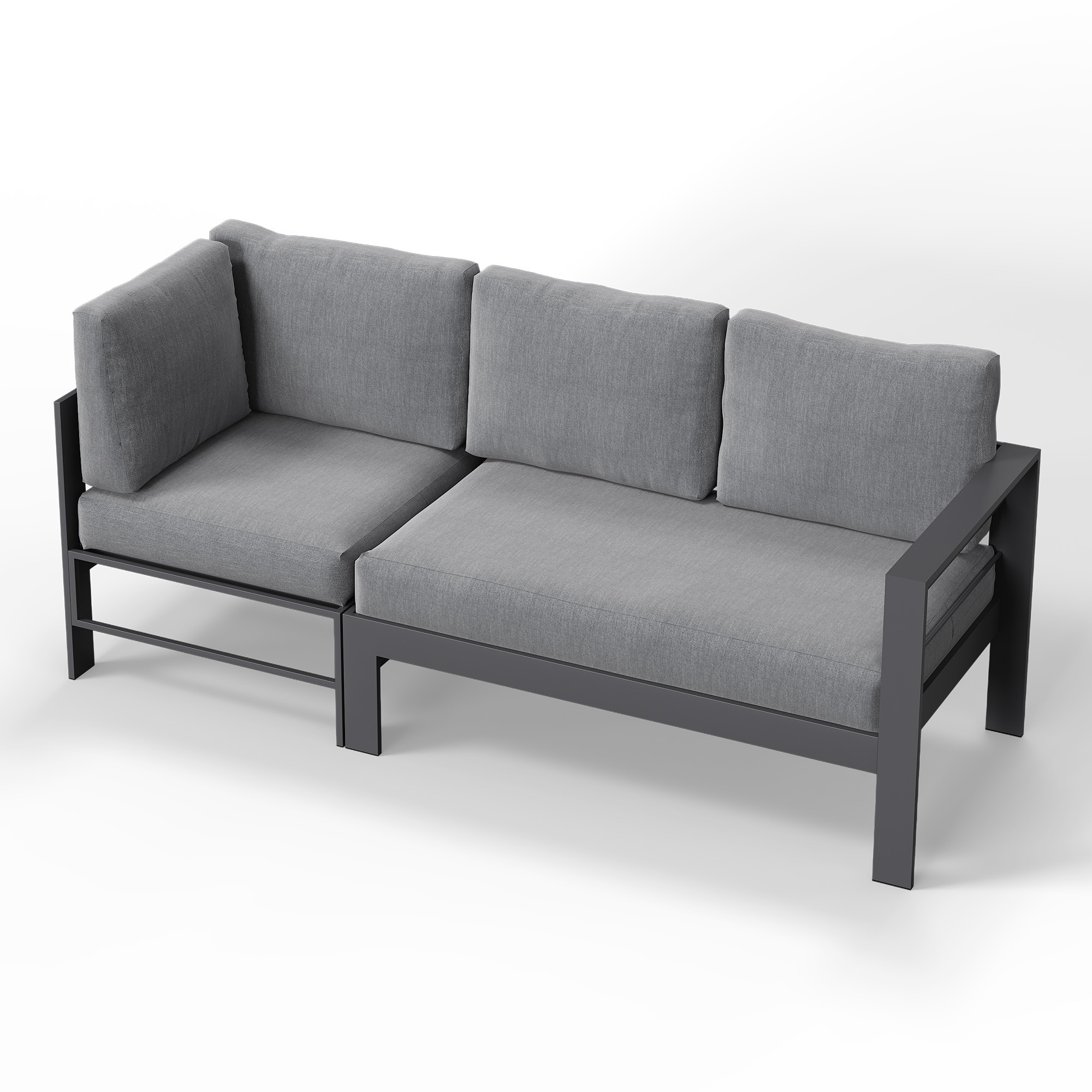 2-Piece Aluminum Outdoor Patio Set with Loveseat and Corner Chair
