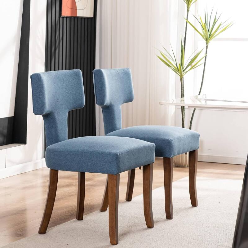 Upholstered Mordern Design T Back Dining Side Chair- Set of 2