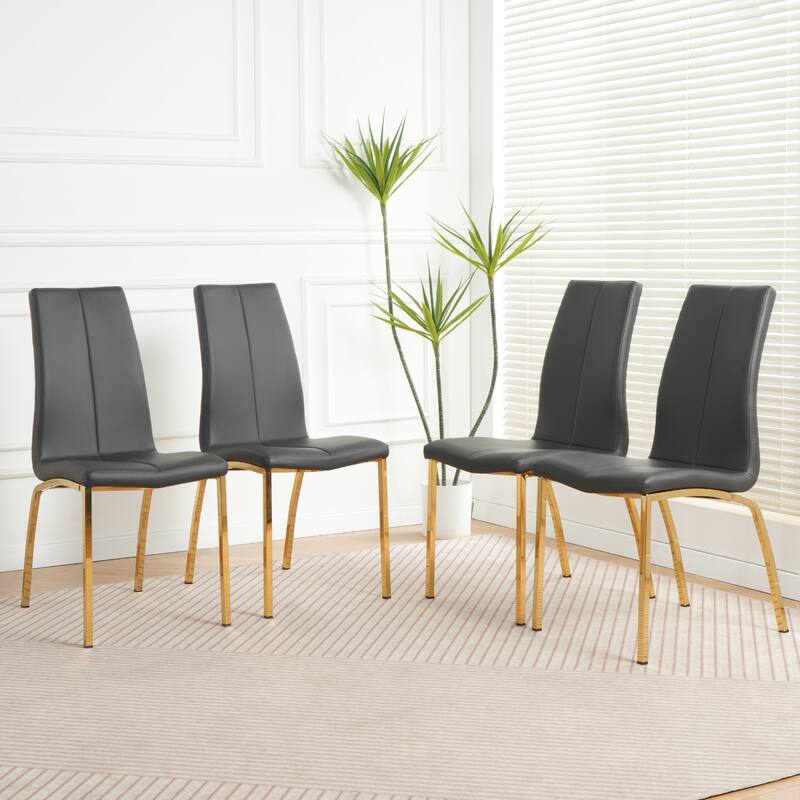 Modern PU seat dining chair Living room chair Upholstered chair, gold-plated metal legs design, kitchen, living room, be