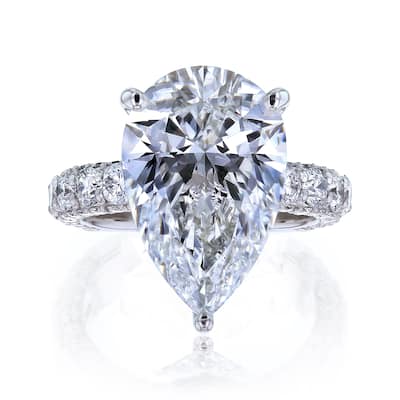 Kobelli 8 Carat Lab Grown Diamond Certified 14k Solid Gold Bold Pear-cut Micro Pavé Beckham Engagement Ring (EF/VS)