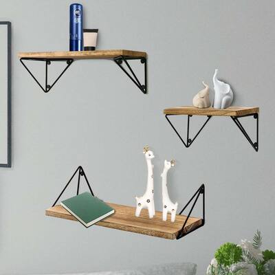 ALEKO Rustic Wood Wall Mount Storage Floating Shelves Set of 3
