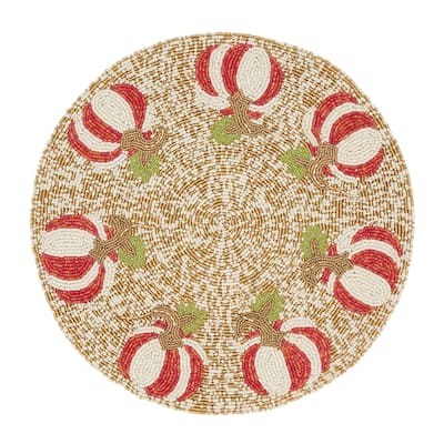 Elegant Beaded Pumpkin Placemat (Set of 4)