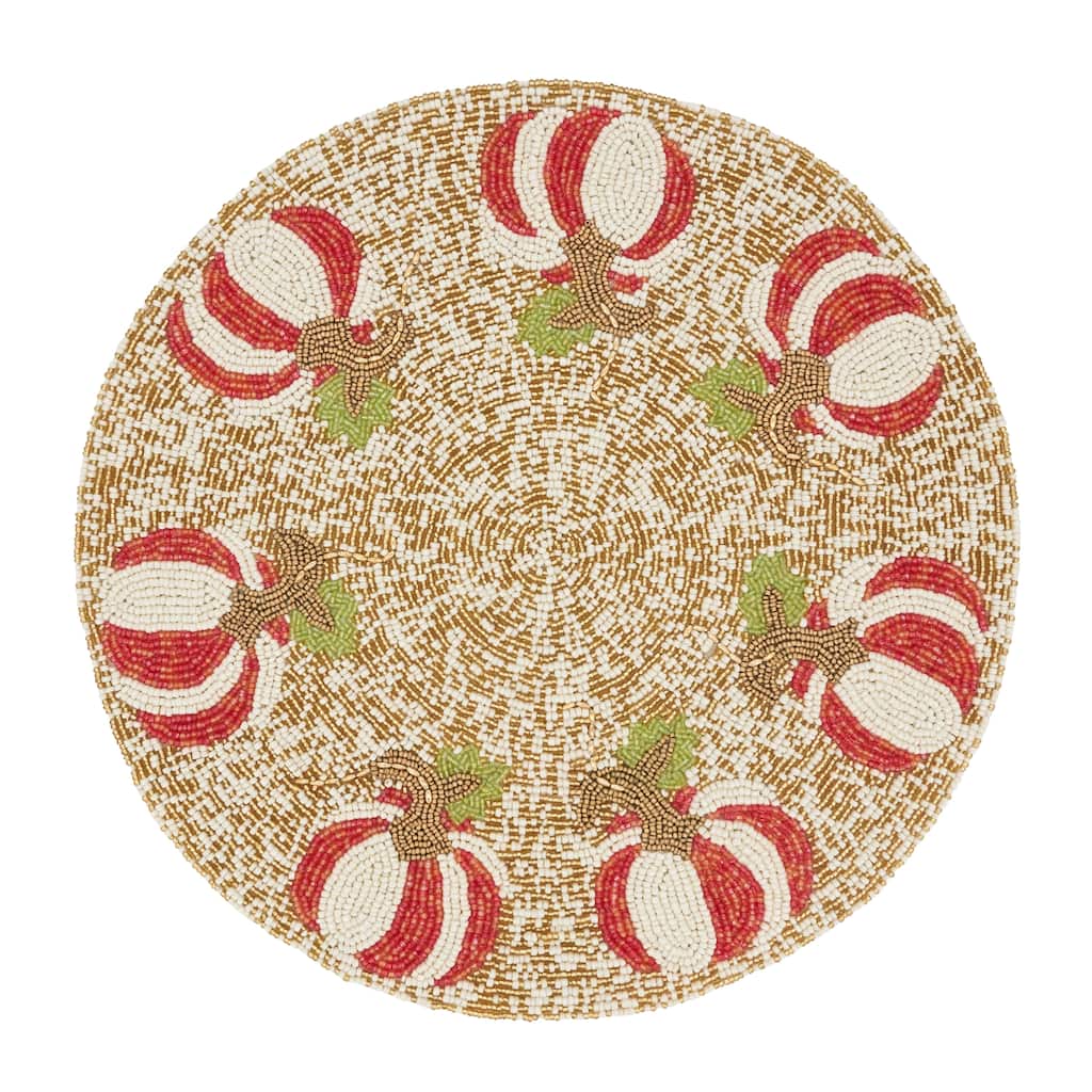 Elegant Beaded Pumpkin Placemat (Set of 4)
