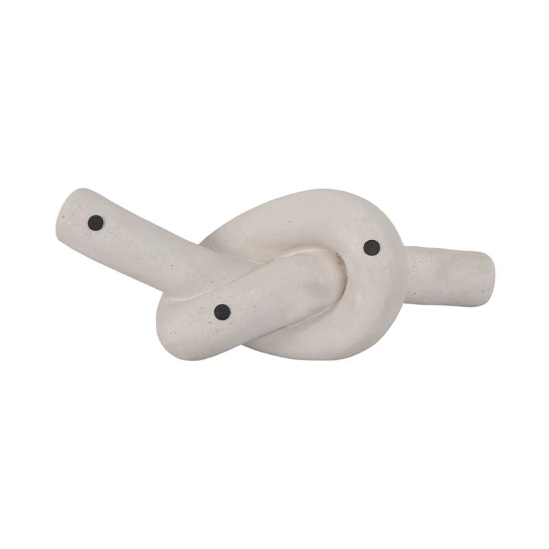 Pottery and Cement Novelty Knot Decorative Sculpture - 11" White - 11" x 4" x 5"