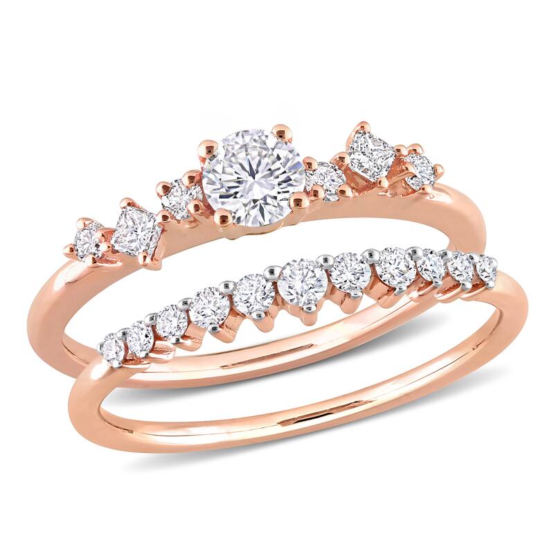 Miadora 3/4ct TDW Multi-Shape Diamonds Bridal Ring Set in 14k Rose Gold