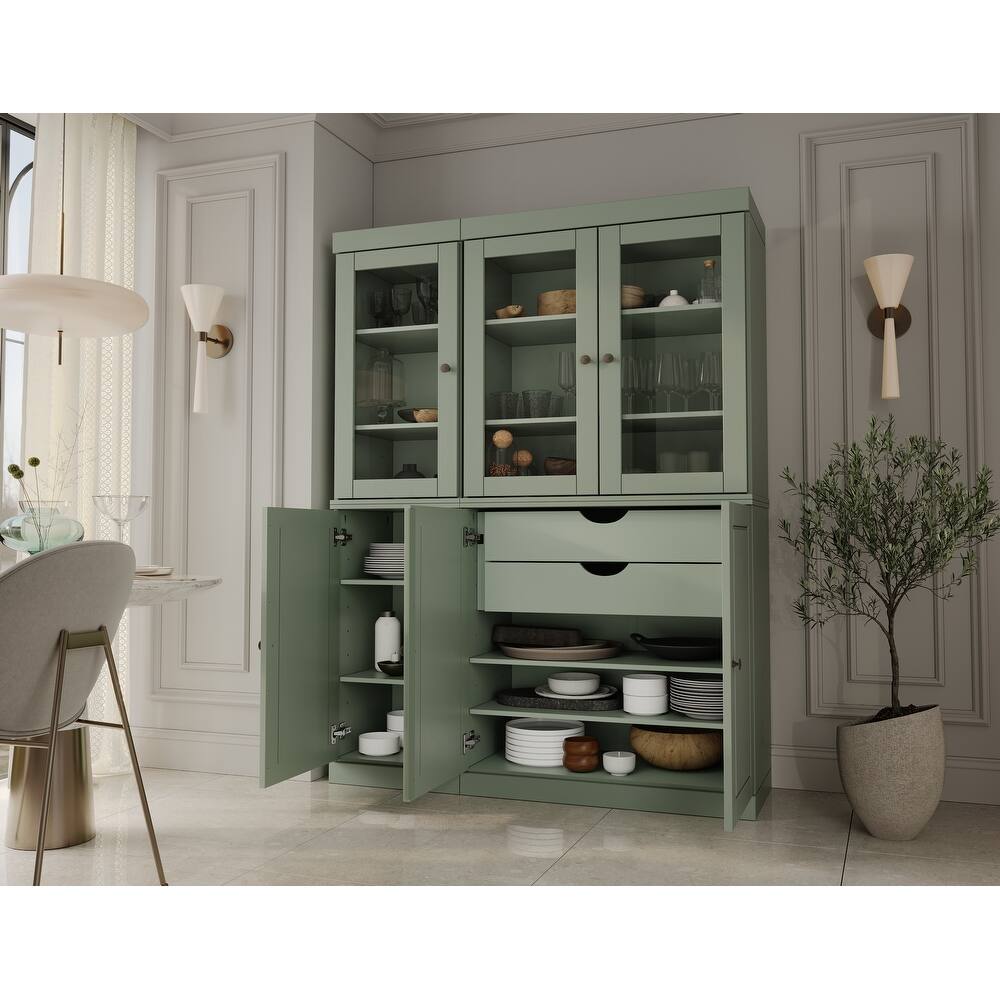 Palace Imports 100% Solid Wood Pantry China Cabinet, 2 Drawers, Adjustable Shelves, 48.5" Wide, 71.5" Tall - 48.5" x 71.5"