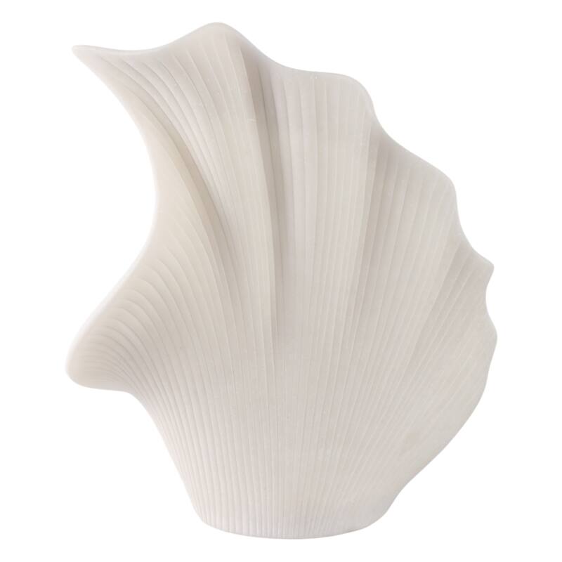 Resin Sculpture Modern Fan-Shaped Abstract Design - 16" White - 14" x 8" x 16"