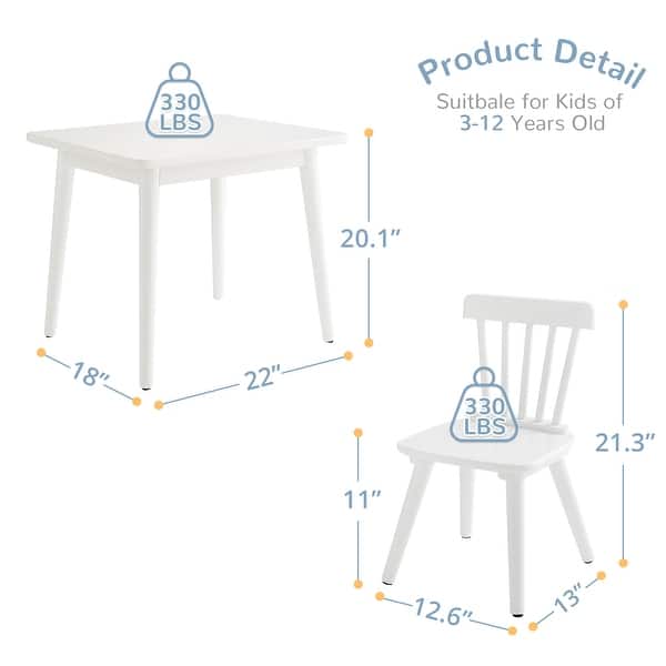 dimension image slide 0 of 3, Children Wooden Table and Chair Set, Small Table with 2 Chairs for Kids, Gift for Children, Multi Function Kids Table