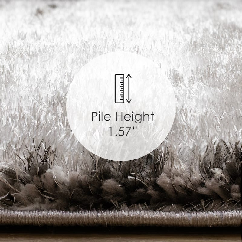 Black White Grey Distressed Soft Shag Rug