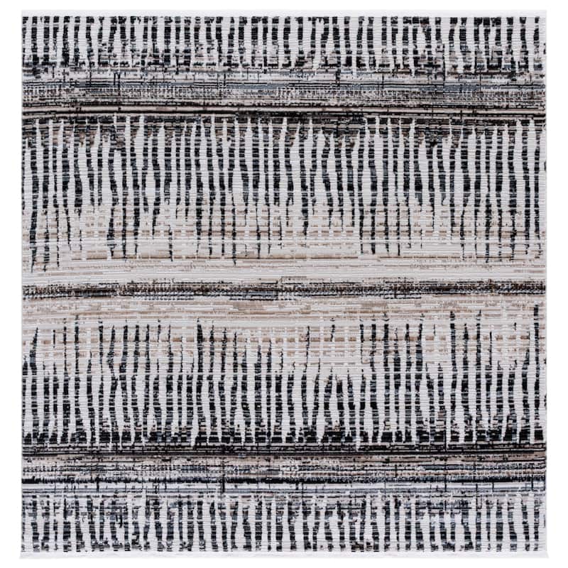 SAFAVIEH Mila Izola Modern & Contemporary Rug - 6'7" Square - Beige/Ivory Black
