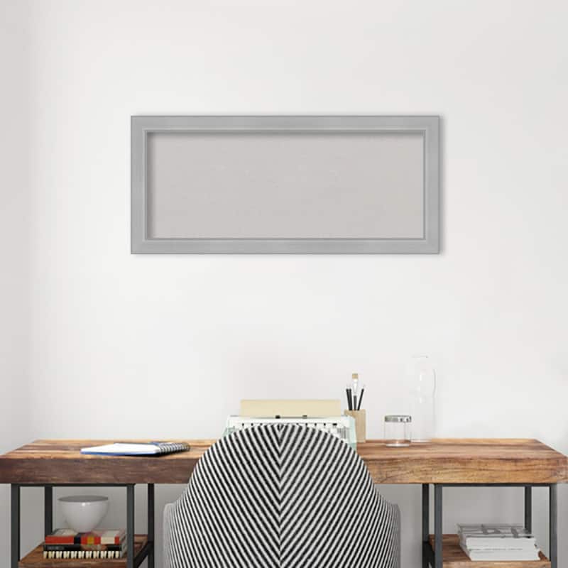Vista Brushed Nickel Narrow Framed Grey Corkboard Bulletin Board