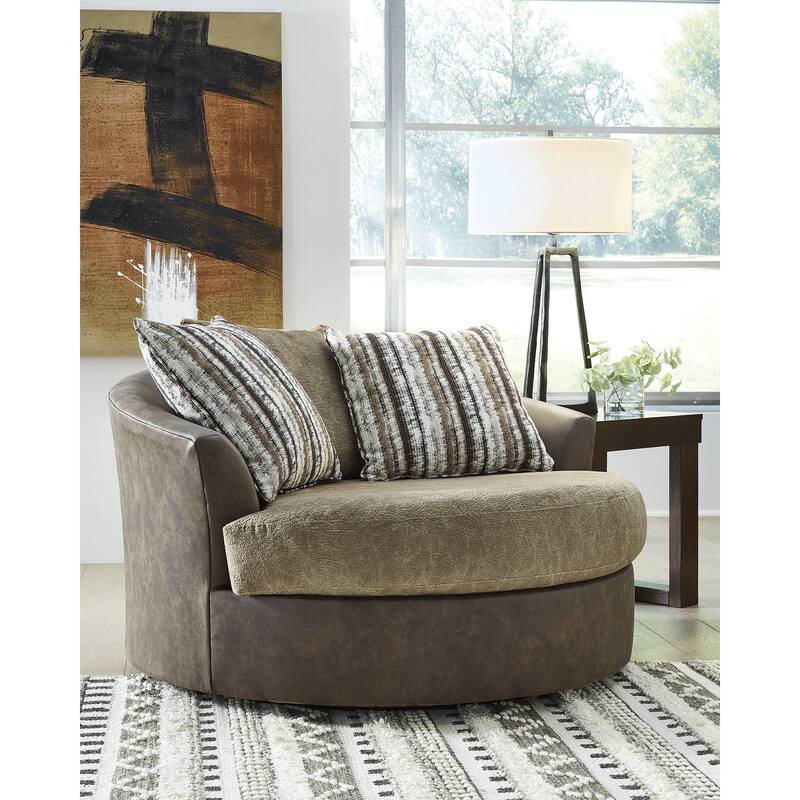 Signature Design by Ashley Alesbury Chocolate Oversized Swivel Accent Chair - 57"W x 56"D x 40"H