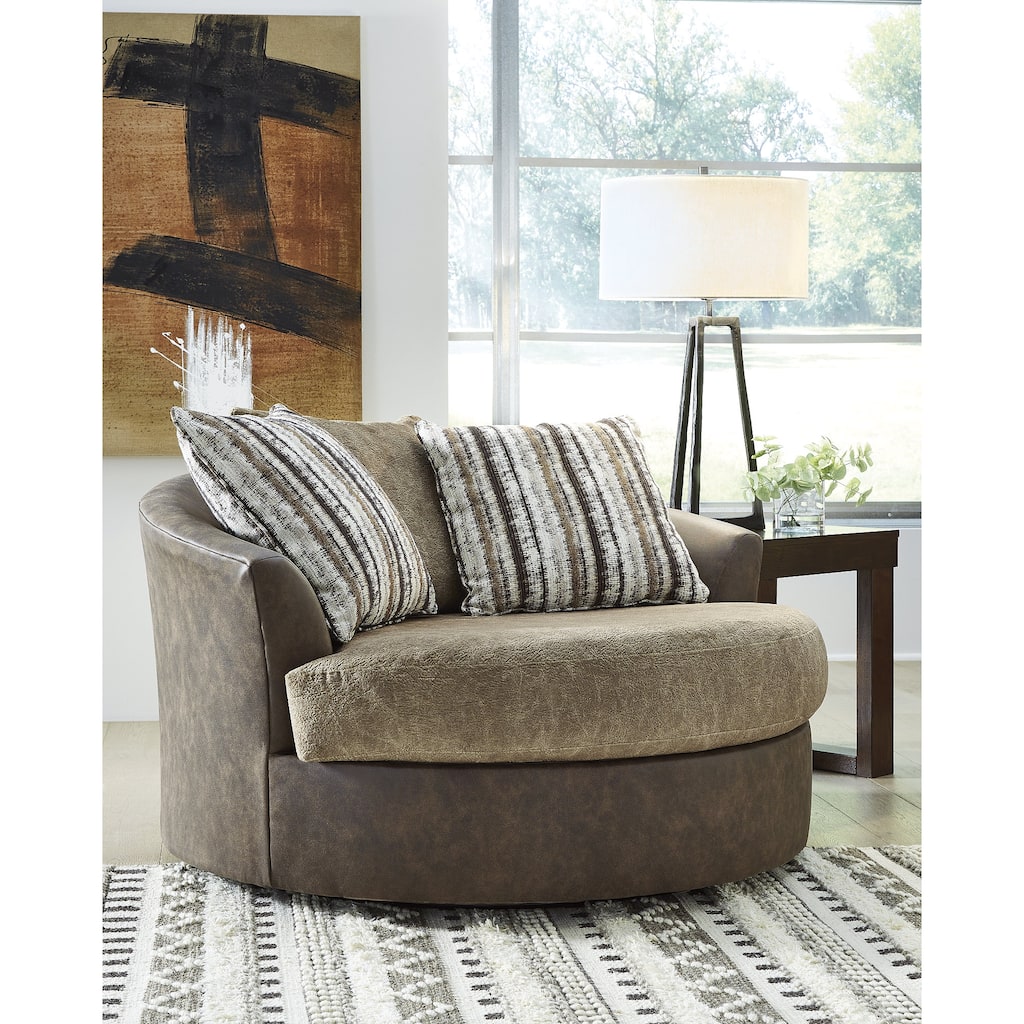 Signature Design by Ashley Alesbury Chocolate Oversized Swivel Accent Chair - 57"W x 56"D x 40"H
